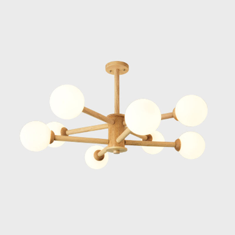 Kreative hölzerne Deckenleuchte mit Glasschatten für den Salon