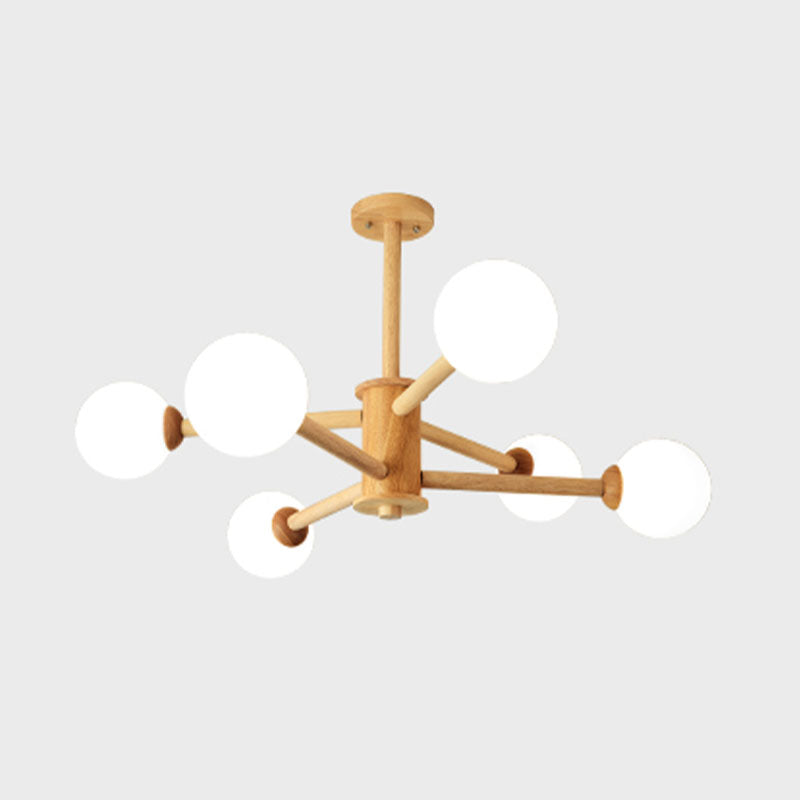 Kreative hölzerne Deckenleuchte mit Glasschatten für den Salon