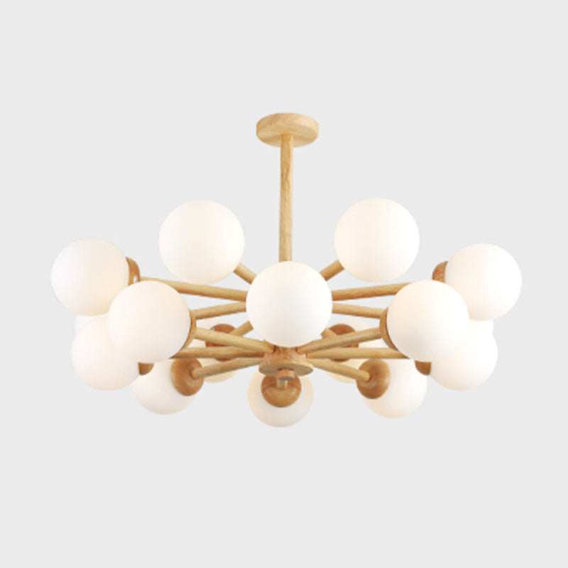 Kreative hölzerne Deckenleuchte mit Glasschatten für den Salon