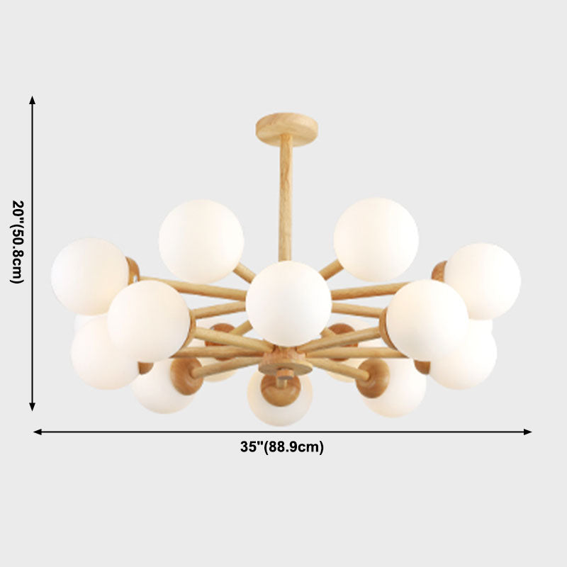 Kreative hölzerne Deckenleuchte mit Glasschatten für den Salon