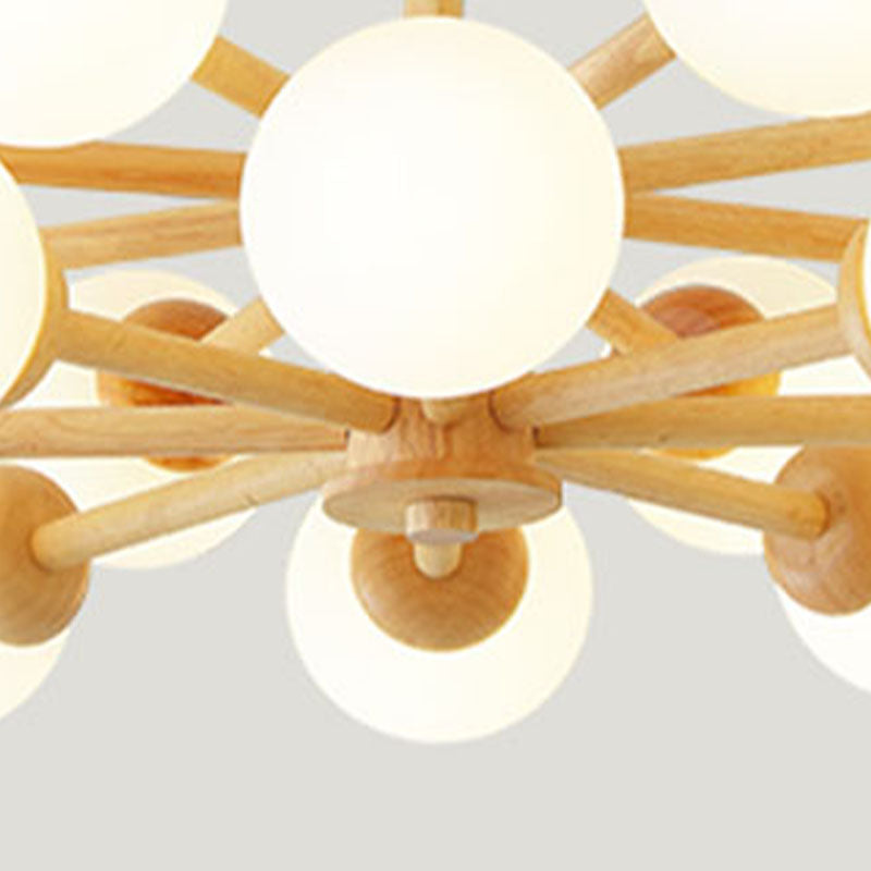 Kreative hölzerne Deckenleuchte mit Glasschatten für den Salon