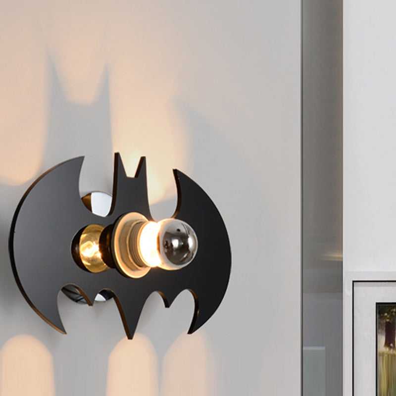 Black 1 Light Wall Sconce Acrylic Batman Wall Light Fixture for Kids Room