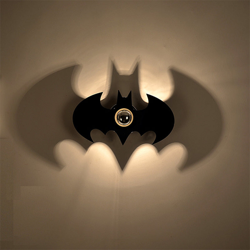 Black 1 Light Wall Sconce Acrylic Batman Wall Light Fixture for Kids Room
