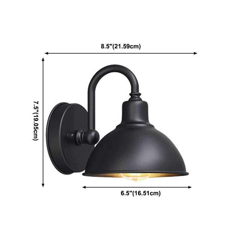 Black 1 Light Sconce Light Industrial Iron Gooseneck Wall Lamp for Outdoor
