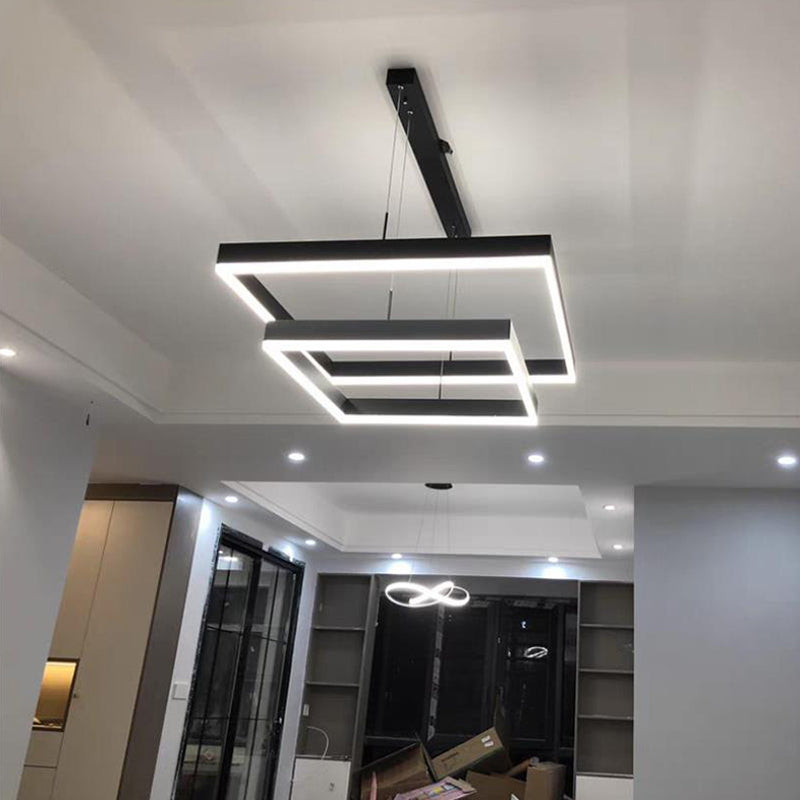 Modern Square Shape Chandelier Light Fixtures Restaurant Hanging Chandelier for Sitting Room