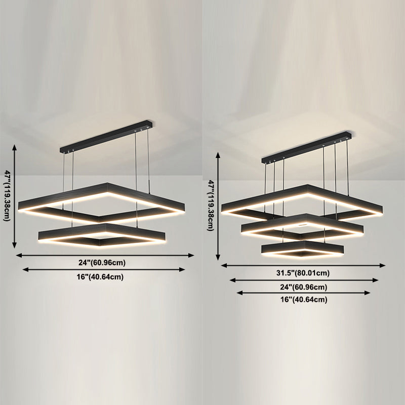 Modern Square Shape Chandelier Light Fixtures Restaurant Hanging Chandelier for Sitting Room