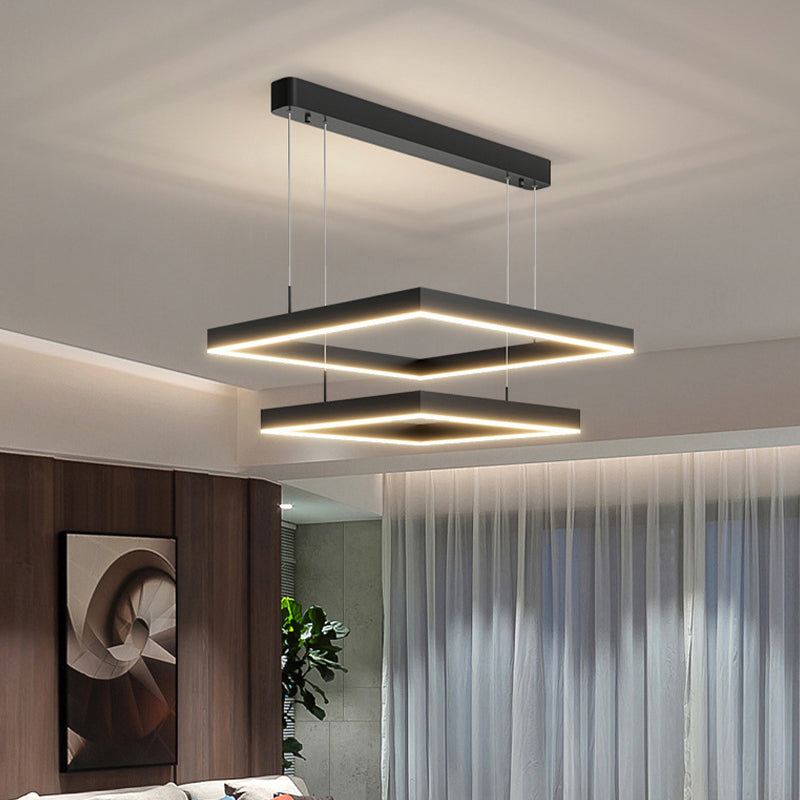 Modern Square Shape Chandelier Light Fixtures Restaurant Hanging Chandelier for Sitting Room