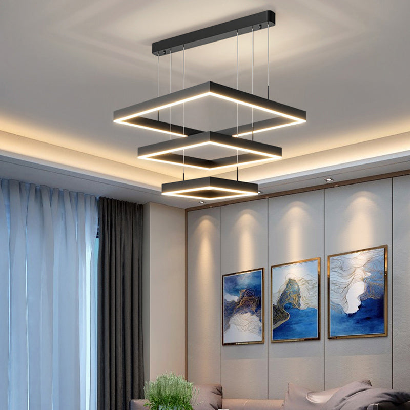 Modern Square Shape Chandelier Light Fixtures Restaurant Hanging Chandelier for Sitting Room