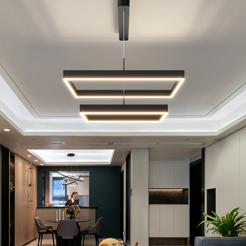 Moderne quadratische Form Kronleuchter Leuchten Restaurant hängen Kronleuchter für Wohnzimmer