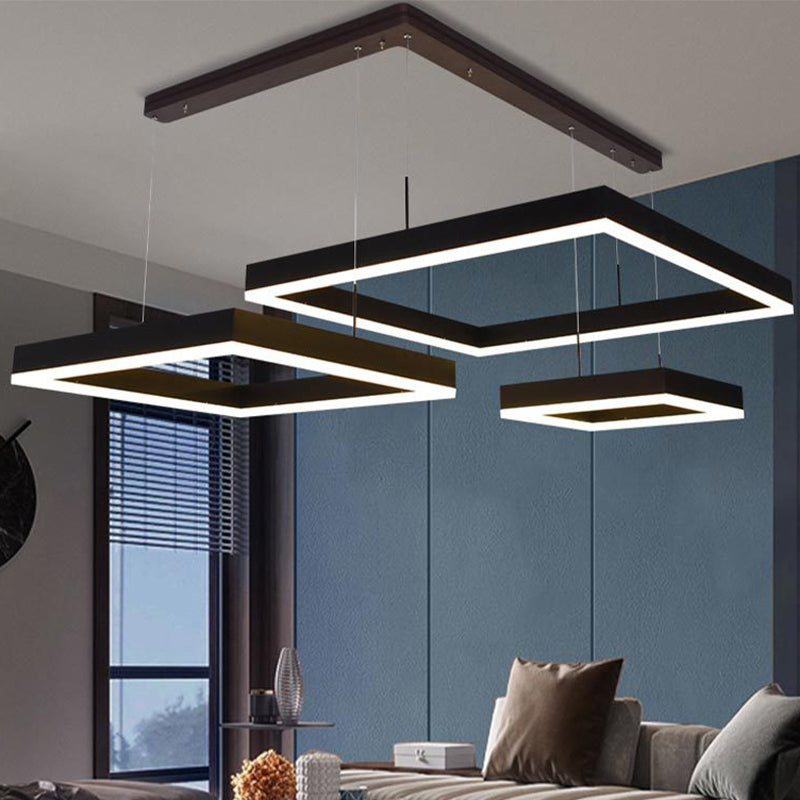 Rectangular Contemporary Chandelier Light Fixtures Restaurant Hanging Chandelier with Acrylic Shade