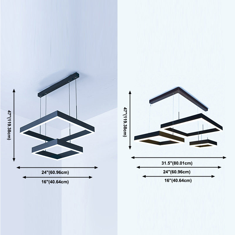 Rectangular Contemporary Chandelier Light Fixtures Restaurant Hanging Chandelier with Acrylic Shade