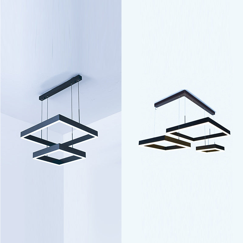 Rechteckige zeitgenössische Kronleuchterleuchten Restaurant hängen Kronleuchter mit Acrylschatten