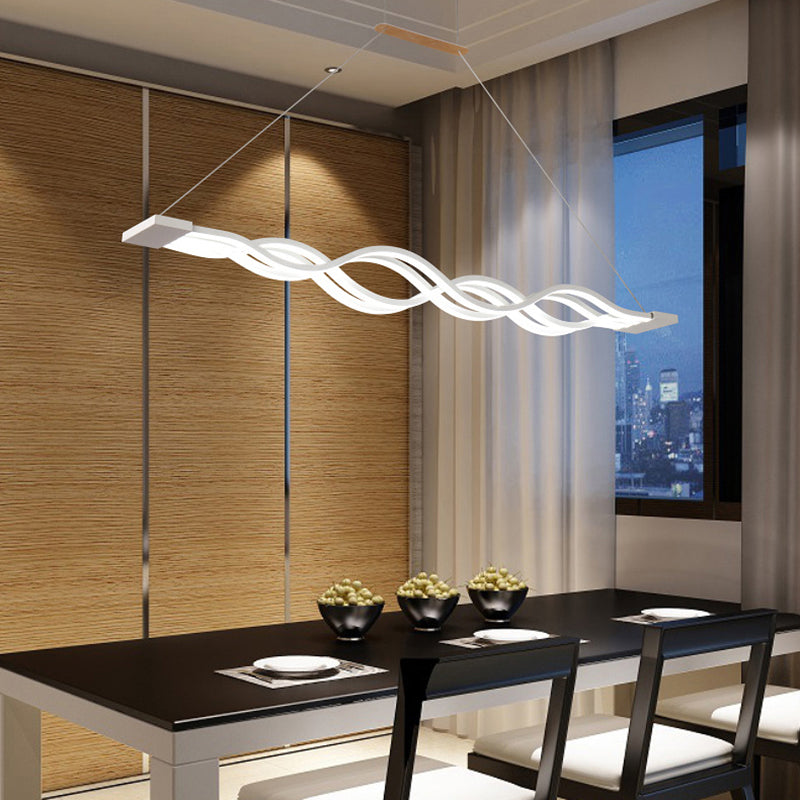 Modern Concise LED Island Light Lacquered Iron Linear Pendant Light with Acrylic Shade
