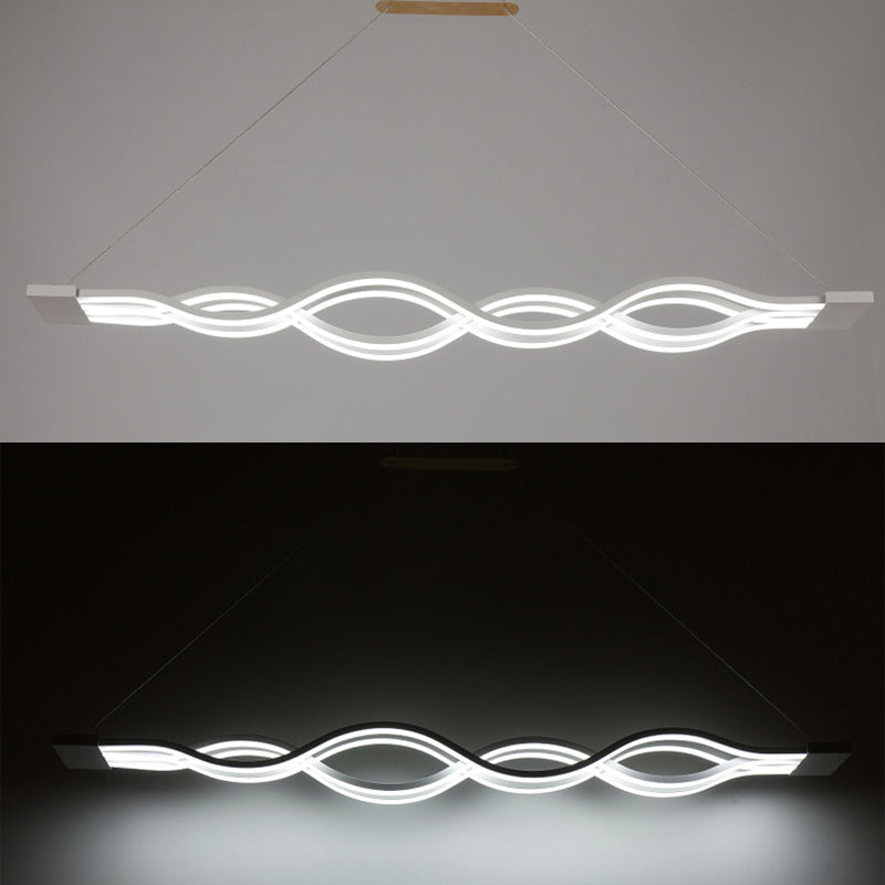 Modern Concise LED Island Light Lacquered Iron Linear Pendant Light with Acrylic Shade