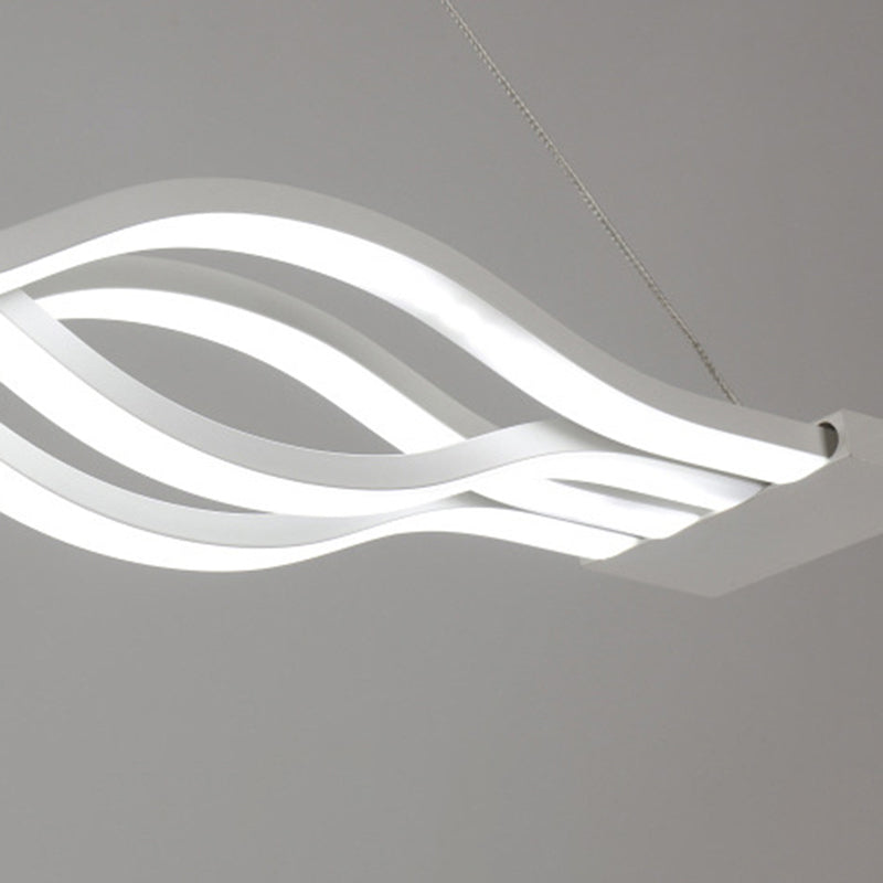 Modern Concise LED Island Light Lacquered Iron Linear Pendant Light with Acrylic Shade