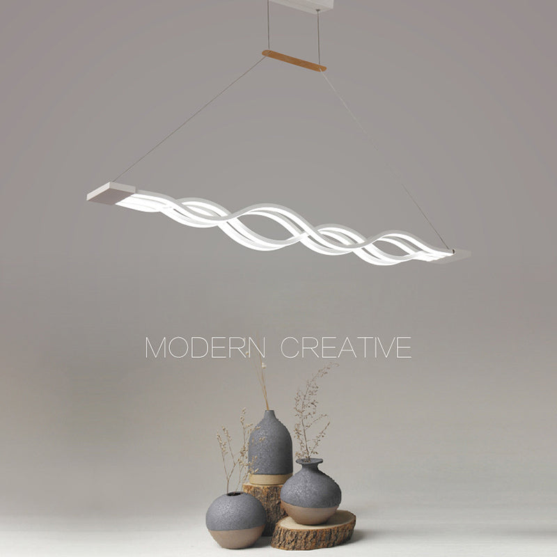 Modern Concise LED Island Light Lacquered Iron Linear Pendant Light with Acrylic Shade