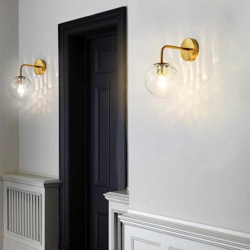 Gold Glass Wall Light Contemporary Global 1-light Wall Sconce for Bedroom
