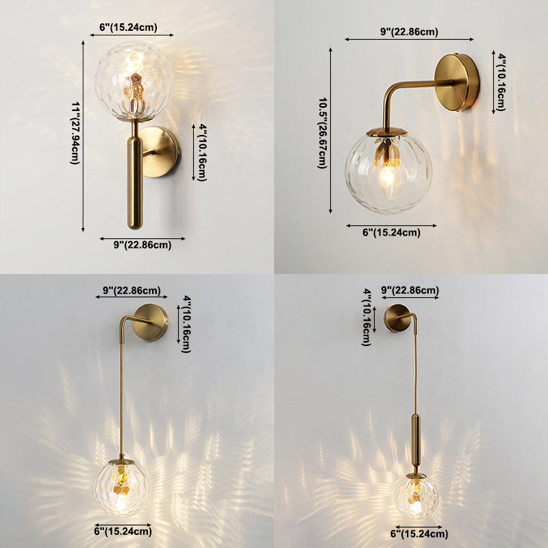 Gold Glass Wall Light Contemporary Global 1-light Wall Sconce for Bedroom