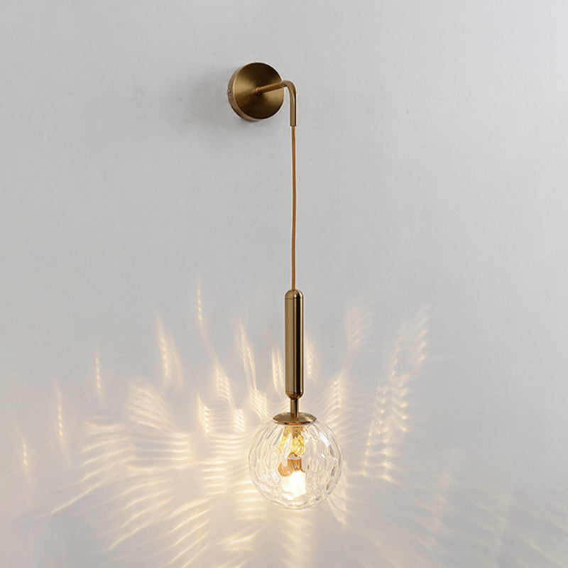 Gold Glass Wall Light Contemporary Global 1-light Wall Sconce for Bedroom