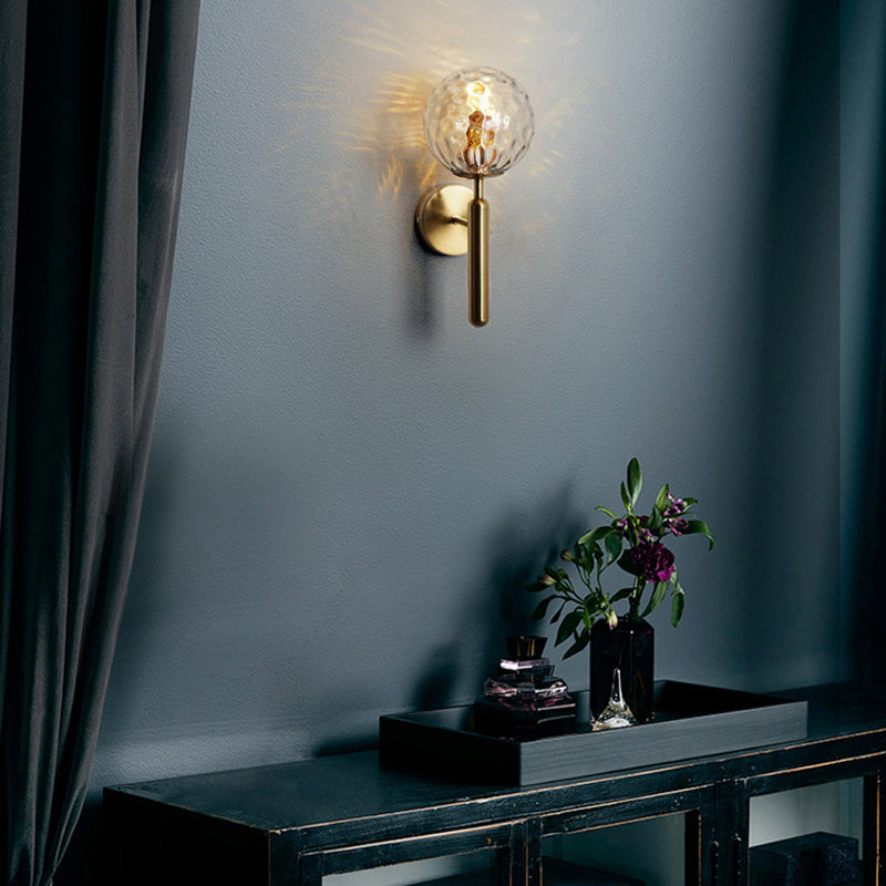 Gold Glass Wall Light Contemporary Global 1-light Wall Sconce for Bedroom