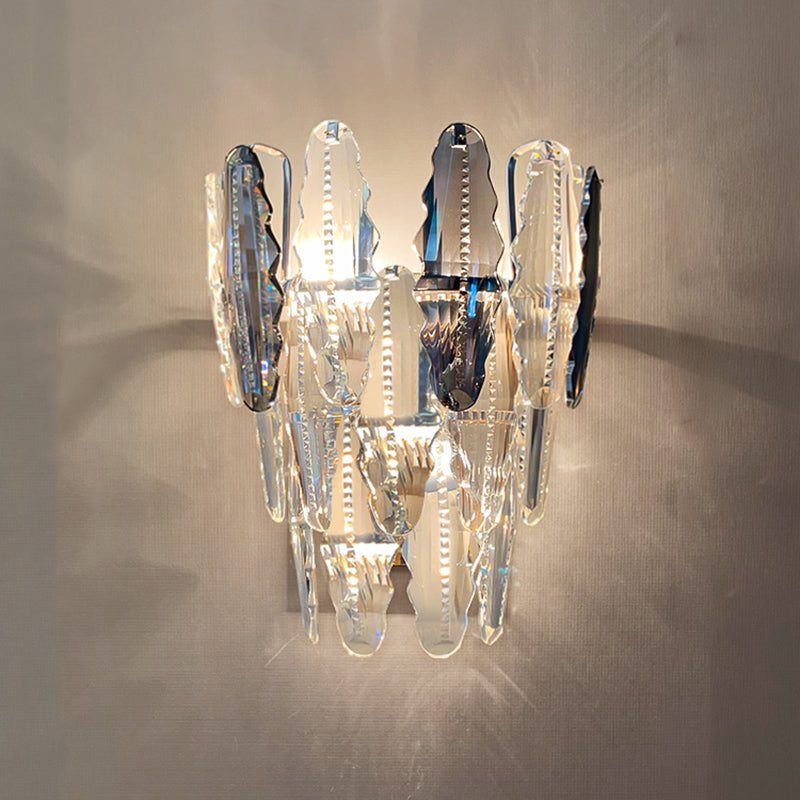 Lampade a sconde di cristallo in stile moderno a strati multi -luci a strati di montaggio a parete trasparente