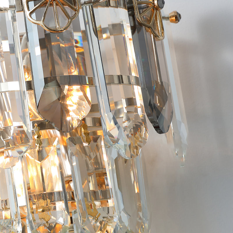 Lampade a sconde di cristallo in stile moderno a strati multi -luci a strati di montaggio a parete trasparente
