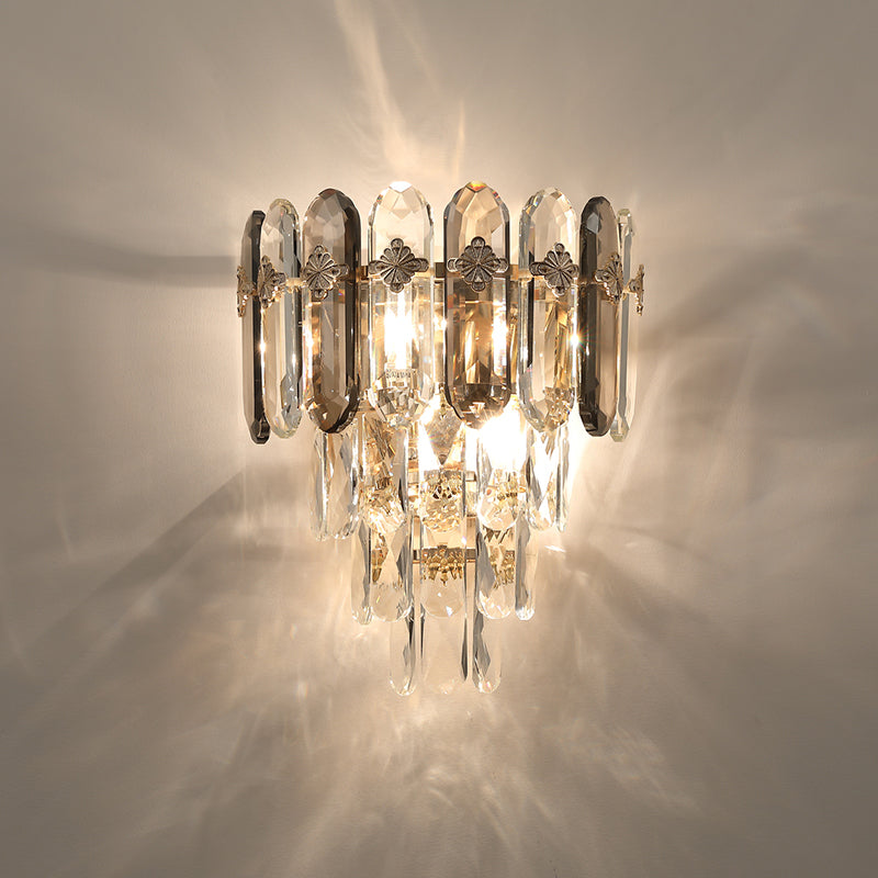 Lampade a sconde di cristallo in stile moderno a strati multi -luci a strati di montaggio a parete trasparente