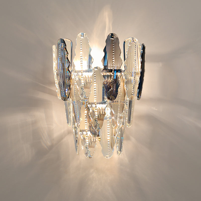 Lampade a sconde di cristallo in stile moderno a strati multi -luci a strati di montaggio a parete trasparente