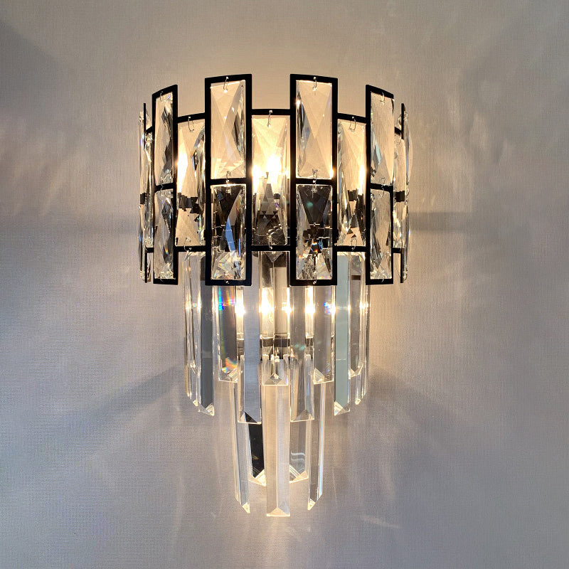 Lampade a sconde di cristallo in stile moderno a strati multi -luci a strati di montaggio a parete trasparente