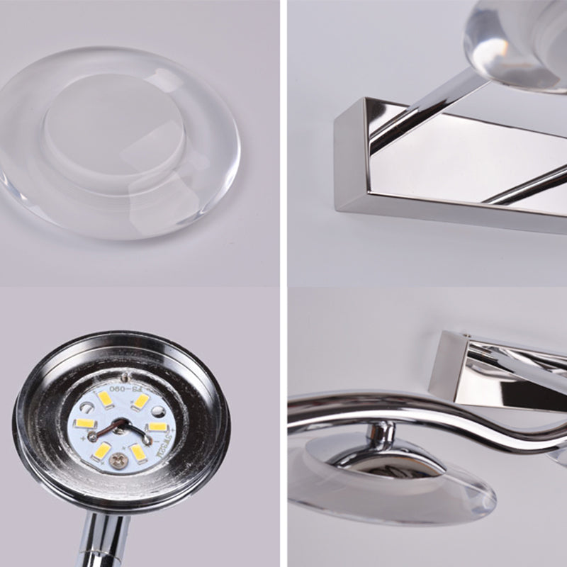 Chrome Wall Lamp Sconce Modern Acrylic Sconce Light Fixture for Bathroom