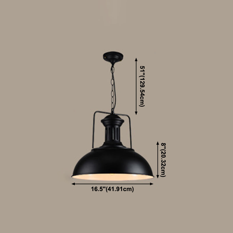 Lámpara de cúpula de hierro lacado lacado lacado con luz de un solo colgante de un solo colgante para un lugar comercial