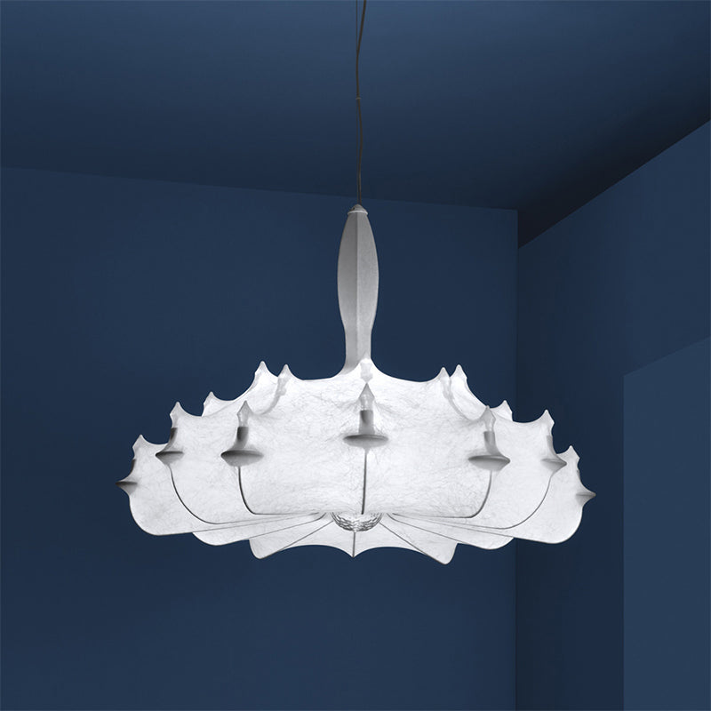 Luminaire de pendentif en soie blanche moderne 1 lumière de plafond géométrique à la lumière