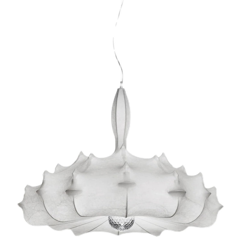 Luminaire de pendentif en soie blanche moderne 1 lumière de plafond géométrique à la lumière