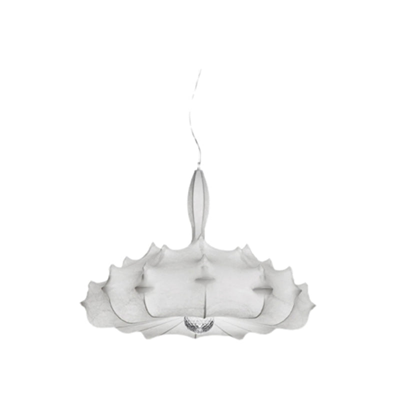 Luminaire de pendentif en soie blanche moderne 1 lumière de plafond géométrique à la lumière