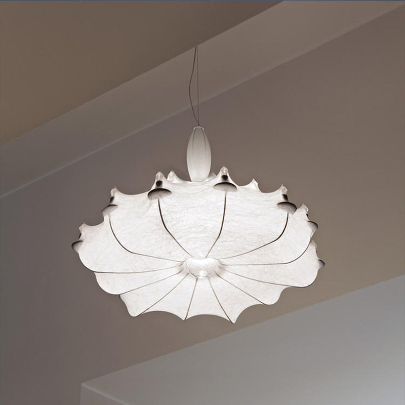 Luminaire de pendentif en soie blanche moderne 1 lumière de plafond géométrique à la lumière