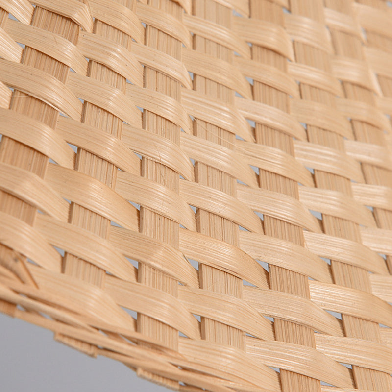 1-Light Beige Bamboo Suspended Lighting Fixture Chinese Pendant Light Kit