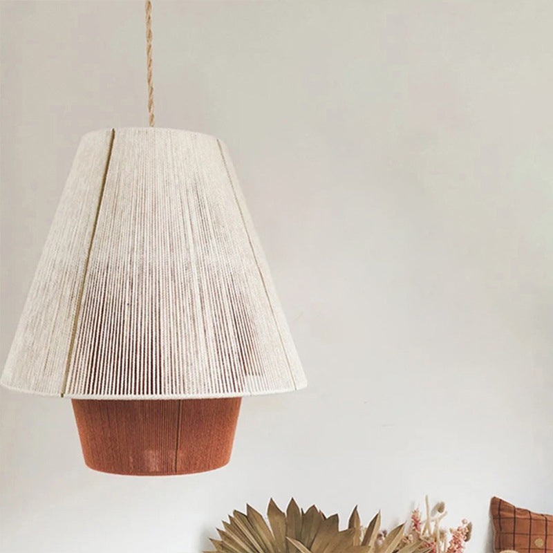 Luz de techo colgante de la sala de estudio Luz de colgante de techo de ratán con 1 luz
