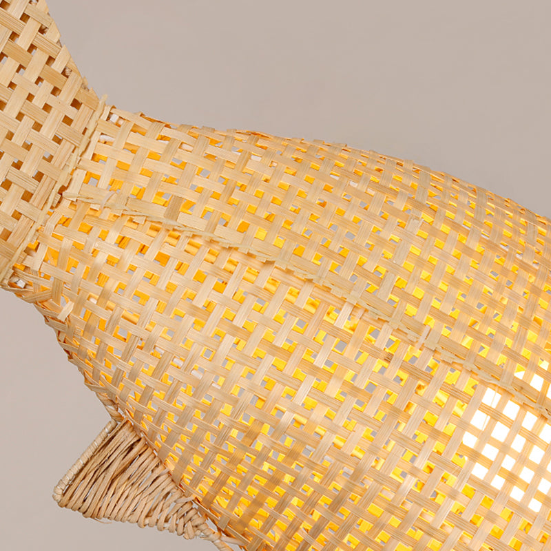 Bamboo Japanese Pendant Light Creative Fish 1-Light Hanging Ceiling Light