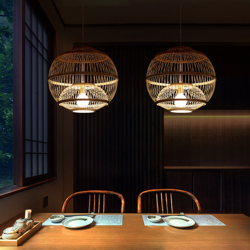 Bambus chinesische Hängende Deckenleuchte 1-Licht-Anhängerlicht für Teeberzimmer
