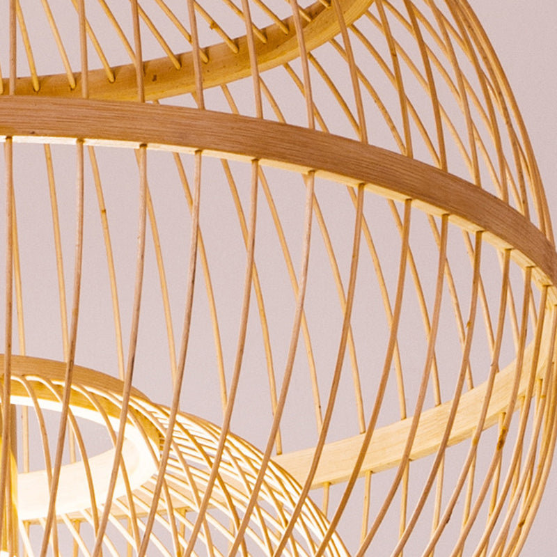 Bambus chinesische Hängende Deckenleuchte 1-Licht-Anhängerlicht für Teeberzimmer