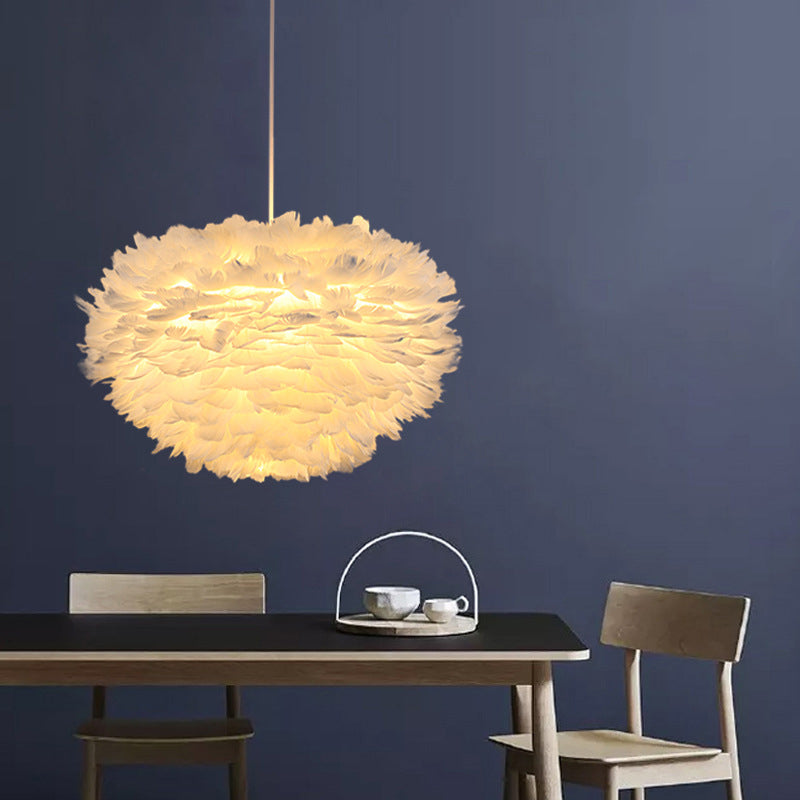 Lámpara de lámpara esférica lámpara moderna simplicidad de plumas de tono colgante para restaurante para restaurante