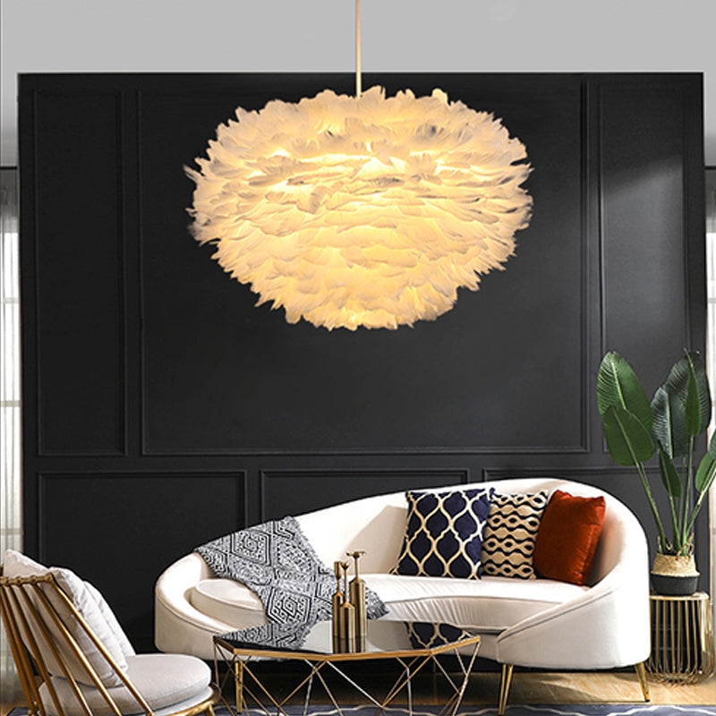 Lámpara de lámpara esférica lámpara moderna simplicidad de plumas de tono colgante para restaurante para restaurante
