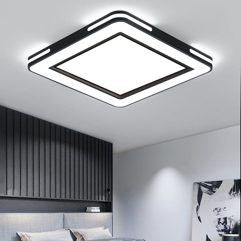 Contemporary Black & White Flush Mount Ceiling Light with Acrylic Shade