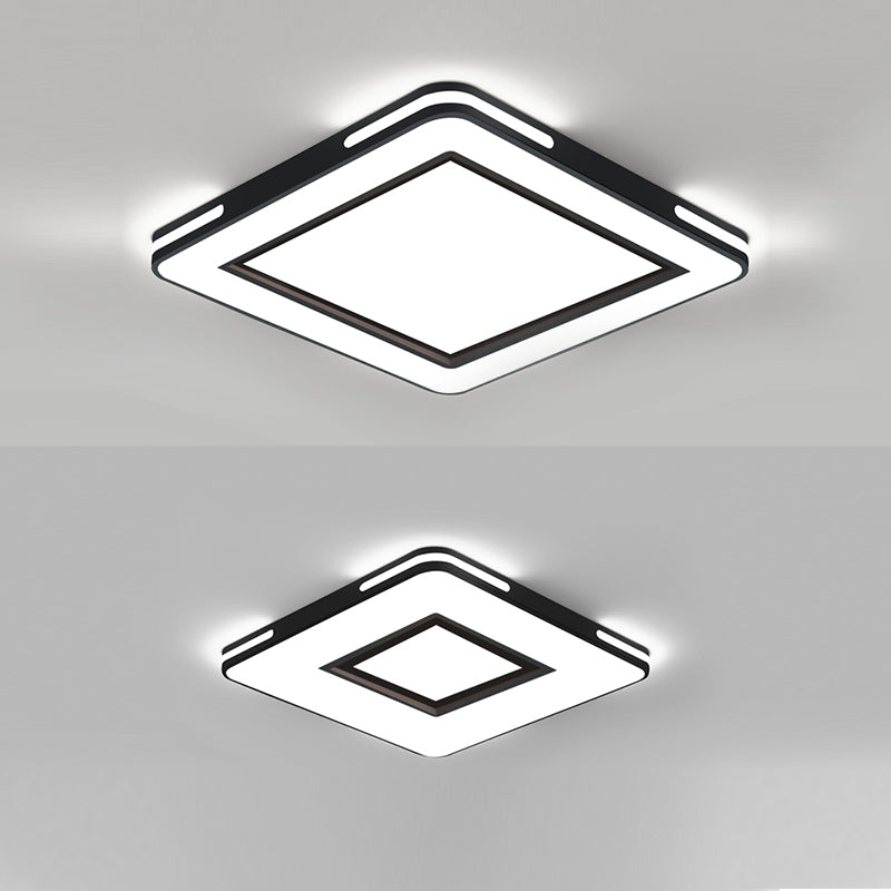 Contemporary Black & White Flush Mount Ceiling Light with Acrylic Shade