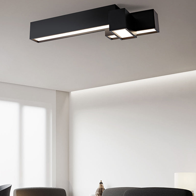 Modern Style Flush Mount Ceiling Light Fixture with Iron Art for Living Room