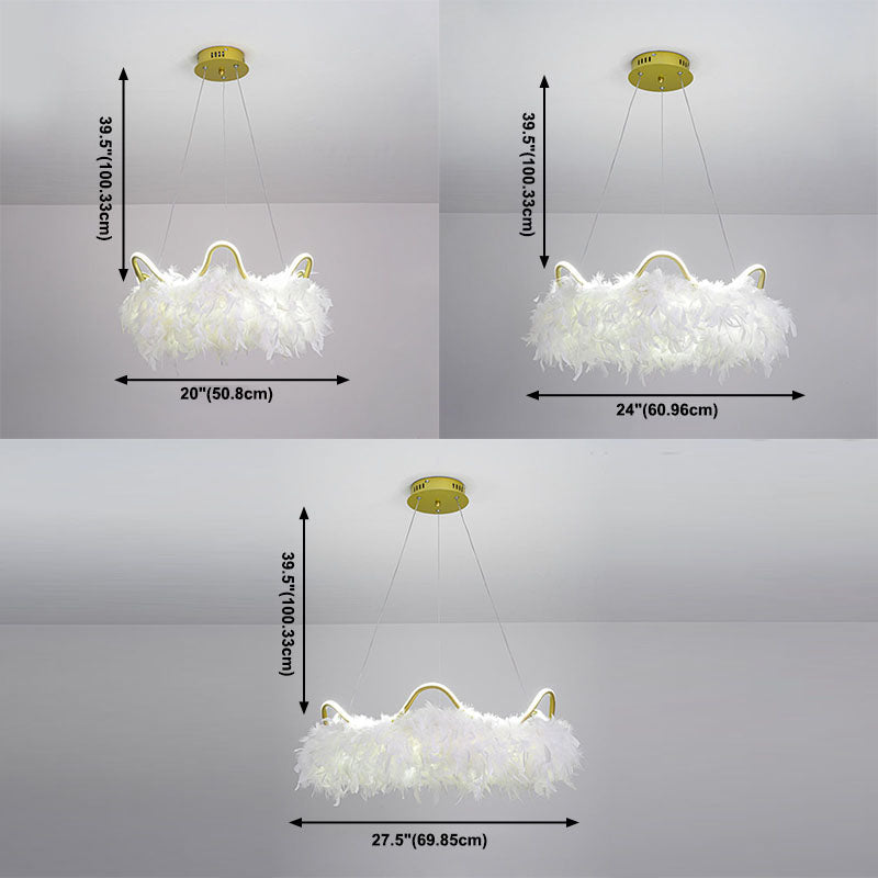 Verstellbare Kronleuchterleuchten moderner Kronleuchter -Anhängerlampe mit weißem Federschatten