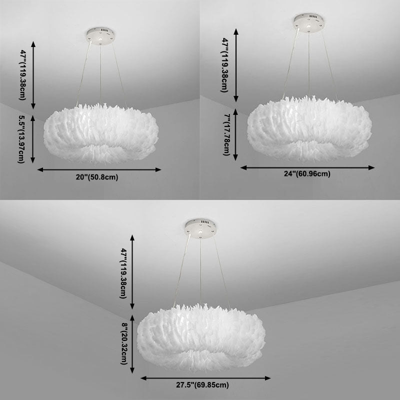 Verstellbare Kronleuchterleuchten moderner Kronleuchter -Anhängerlampe mit weißem Federschatten