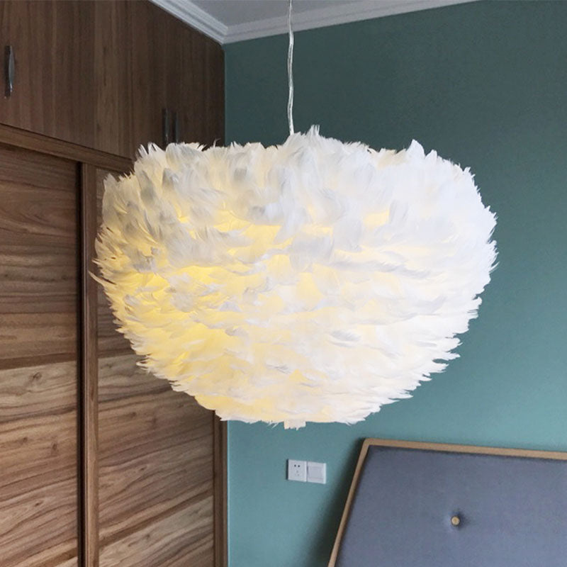 Multi-Kopf-Kronleuchterleuchten moderner Kronleuchter-Anhängerlampe mit weißem Federschatten