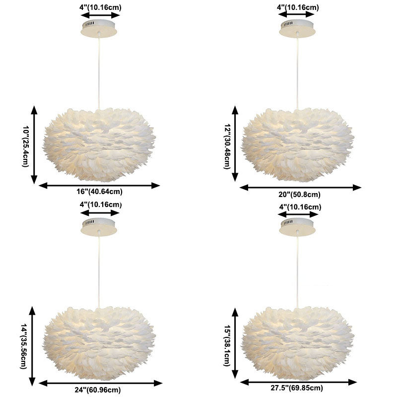 Multi-Kopf-Kronleuchterleuchten moderner Kronleuchter-Anhängerlampe mit weißem Federschatten