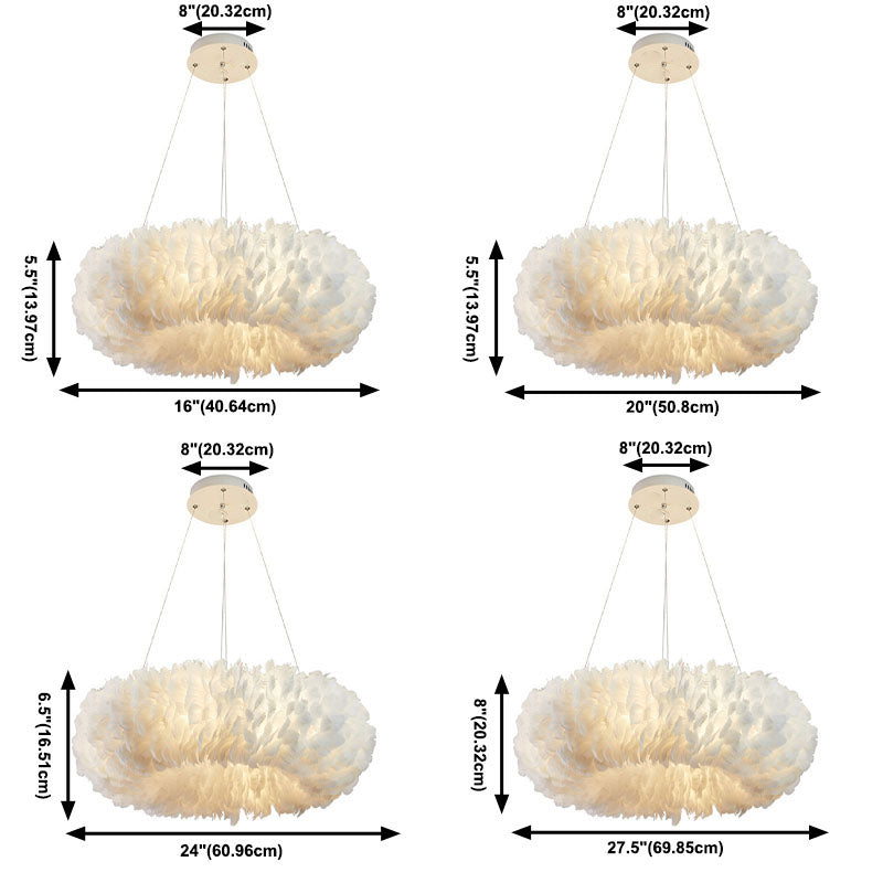 Multi-Kopf-Kronleuchterleuchten moderner Kronleuchter-Anhängerlampe mit weißem Federschatten